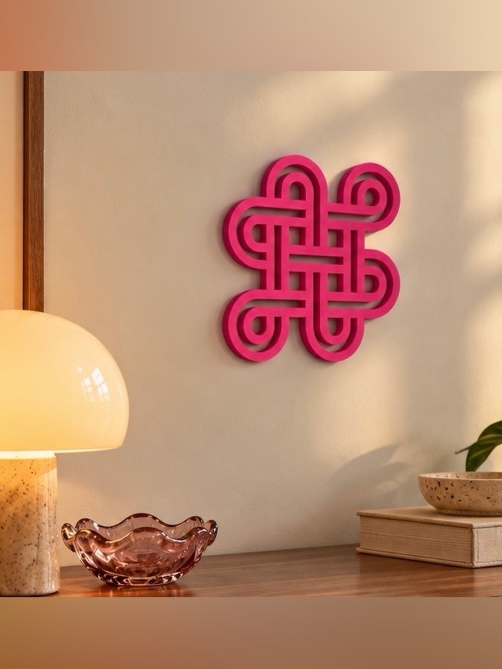 Original Hot Pink Geometric Wall Art | Dopamine Decor